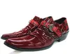Zapatos Hombre – chaussures rouges pour hommes, chaussures de mariage pour hommes, chaussures de mariage à bout pointu et à talons hauts, en cuir décontractées