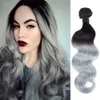 Nouvelle Arrivée 1B Gris Ombre Cheveux Armure 3 Bundles 10 "-30" Cheveux Humains Brésiliens Corps Vague Extensions Couleur Deux Tons Cheveux Humains