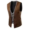 Chalecos de hombre al por mayor-2021 llegada chaleco de traje informal para hombre Gilet Homme sin mangas falso 2 piezas ocio con cuello en V Blazers hombre de talla grande