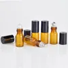 3 ml Amber Hervulbare Roll op fles Glass Roller Ball Zwart Schroefdop voor Essential Oil Lip Gloss Parfum Bruin Roll-on Tube Reisgrootte