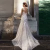 Dantel Elbise 2020 Illusion Boyun Çizgisi Aplikler Vintage Gelinlikler Robe De Mariage Kılıf Gelinlik Sheer Back Vestido