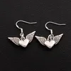 Angel Heart Wings Earrings 925 Silver Fish Ear Hook Dangle Chandelier E189 28x24.7mm 40pairs/lot