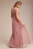 Nyaste rodnad rosa brudtärna klänningar 2021 V nack ärmlös en linje kristallpärlad formell brudtärna klänning lång för bröllop3589286
