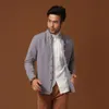 Hurtownia-szary chiński styl Mężczyźni bawełniana kurtka z długim rękawem Płaszcz Tang Suit Top Casual Outwear M L XL XXL XXXL MJ057