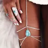 Vente en gros - Bovvsky Mode Boho Perles en argent antique Chaînes de jambes Multicouche Sexy Chaîne Collier Femmes Collier Plage Brincos Bijoux