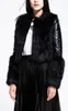 Vestes pour femmes en gros-hiver pour femmes court noir faux cuir Biker veste fausse fourrure col manches chaud loisirs femme manteau Manteau Fem