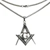 Silver tone stainless steel sculpture Freemasonry Masonic Mason Pendant necklace N282