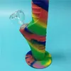 Rainbow Mini Silicone Water Bongs Tien Kleuren met 14mm Glas Set Waterleidingen Onbreekbare Bongs Bubbler Pipes