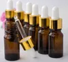 Amber glazen fles 10 ml etherische olie parfum verpakking druppelaar cosmetische container 768 stks / partij