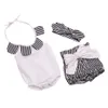 Baby Girl Romper Floral Petal Cotton Romper + Shorts Bowknot + Bunny Ear Headband Infant 3pcs Set niños trajes de verano Mono para bebés C478