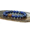 Bijoux bouddhistes en gros 10 pièces/lot 8mm naturel ne se décolore pas Lapis Lazuli pierre perlée Cz grand bouddha Bracelet pour hommes Cool