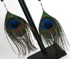 Retro national style dangle Chandelier luxury peacock feather earrings color wild earrings fashion trend