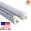 Stock aux États-Unis + lampes à tube LED 8ft 45W FA8 simple broche SMD2835 4800LM LED luminaire fluorescent AC85-265V expédition rapide