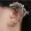 Dragón gótico Unisex plata antigua/tono de cobre antiguo Clips para un solo hueso del oído Punk Piercing Stud pendientes joyería de moda para mujer