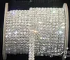 Wedding Jewelry 2-Row ss16 clear crystal rhinestone trims close chain silver 10 yard