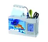 Aquarium Lights Mini USB med LCD-skärm Display Desktop Fisk Tank Led Clock Table Lampa Vit Svart