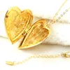 Partihandel Smycken Big Heart Lockets Halsband Charm Halsband 18K Guldpläterad Foto Locket Frame Hängsmycke Halsband för Kvinnor Flickor Lover Gift