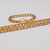 13mm Wide 24'' Necklace + 8.66" Bracelet Gold Plated Stainless steel Smooth Cuban Curb Link Chain Necklace Men Jewelry Gift