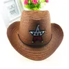 Kids Straw Western Cowboy hat Children Cowgirl Hat with Americian Flag Star 10pcs lot250k