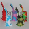 hookahs New Arrival Mini silicone dab rig Glow In Dark Water Pipe glass bongs silicon barrel rigs