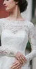 Chaple Dress Garden Ruffles Bröllopsklänning Långärmad Elegant Baklösa Sexig Tiered Kjol Billiga Pris Högkvalitativ Bateau Neck Golvlängd