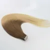 Ombre Цвет # 6 # Tape 613 высокого качества в кожи Наращивание волос Бесшовная Богородица человеческих волос Уток Slik прямой ленты на расширение 100г за шт
