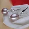 Pendientes colgantes de perlas naturales de agua dulce de 8-9mm, joyería de circón de plata 925 para mujeres y niñas