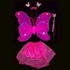 子供用ファッションショードレスの小道具妖精の翼エンジェルバタフライウィングス3ピースLEDレイブおもちゃ