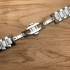 Jawoder watchband 16 18 20mm homens mulheres puro sólido polimento de aço inoxidável + cerâmica relógio faixa de banda desdobramento fivela pulseira