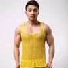 WOXUAN marque homme drôle maille résille voir à travers débardeurs/Gay accro découpes sans manches Muscle Singlets