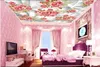 personalizar 3d murais papel de parede para tetos branco quadro romântico rosas para quarto papel de parede do teto