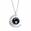 Brand Explosive 12 constellations gemstone necklace silver moon pendant necklaces N565 (with chain) mix order 20 pieces a lot