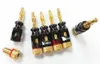 50 pçs / lote Nakamichi 4mm Banana Plugue PCA Tipo Espiral 24 K Gold Screw Stereo Speaker Adaptador de Terminal de Cobre de Áudio Conector Eletrônico