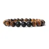 8mm Natural Pedra Preta Strands Beads Elastic Charm Braceletes Festa Clube Decoração Para Homens Mulheres Jóias