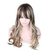 WoodFestival Blonde Ombre Wig Curly Long Synthetic Hair Fashion Natural Wigs Fiber Brown Mixed Color For White Women