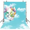 Weiße Wolke, blauer Himmel, malerische Fotografie-Hintergründe, Vinyl, bunte Luftballons, Neugeborene, Kinder, Outdoor-Fotostudio-Hintergründe für Kinder