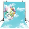 Nube blanca Cielo azul Fotografía escénica Telones de fondo Vinilo Globos de colores Bebé recién nacido Niños Fondos de estudio fotográfico al aire libre para niños