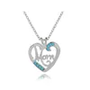Halskette mit Herz-Anhänger „I Love Mom“, versilberte Gliederketten als Schmuckgeschenk zum Muttertag, Geburtstag