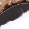 8A Körper-Wellen-Honey Blonde Haare mit Spitze Frontal Schließung brasilianische Ombre 1B / 27 dunkle Wurzel Ohr zu Ohr Lace Frontal Mit Bundles