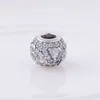 Andy Jewel 925 Sterling Silver Beads Heart Pave Ball Charms Passar European Pandora Style Jewelry Armelets Halsband 791249CZS