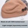 Stylish Elegant Womens Hat Winter Ladies Button Decor 100% Wool Fashion Casual Beanies Skallies Caps T178