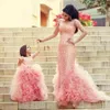 Amazing Adorable Sweet Girl Pageant Dress Lace Appliques Ruffled Pink Tulle Ball Gown Wedding Child Dress Sheer Neck Floor Length