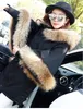 New Winter fashion women's real natural raccoon fur hooded warm flare sleeve loose palazzo poncho cloak fur coat cotton-padded parkas