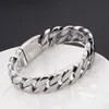 Silver 316L Stainless Steel Highly Polished Biker Cuban Curb chain Men's Bracelet Smooth 18mm 8.66''