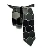Classic Style Geometric Black Tie Honeycomb Acrylic Matte Fashion Slim Necktie Hex Necktie Business Gift Box Shirt Blazer Jewels A1159351