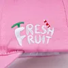 여성을위한 패션 새로운 도착 봄 레저 신선한 과일 자수 면화 모자 딸기 바나나 체리 오렌지 복숭아 야구 모자