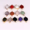 30Pcs Ovale Plaqué Or Naturel Pierre Charmes Pendentif Druzy Quartz Cristal Agate Jade Bracelet Collier Connecteur DIY Mode Bijoux Making