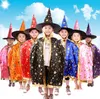 ハロウィーンのクロークキャップパーティーコスプレのための祭りの派手なドレス子供の衣装魔女魔法使いガウンローブと帽子の帽子の衣装の子供たちがDHL