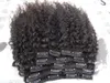 Braziliaanse menselijke virgin haarextensies 9 stuks Clip in haar kinky krullend haar stijl donkerbruin natuurlijke zwarte kleur