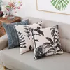 Inkt Kleur Plant Kussen Cover Boom Stoel Chaise Sierkussen Case Leaf Cojines Zwart en Wit Home Decor 45cm Almofada